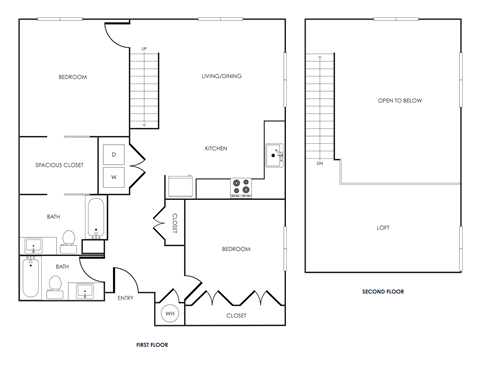 Floor plan for 2 beds, 1 bath, 1170 sqft